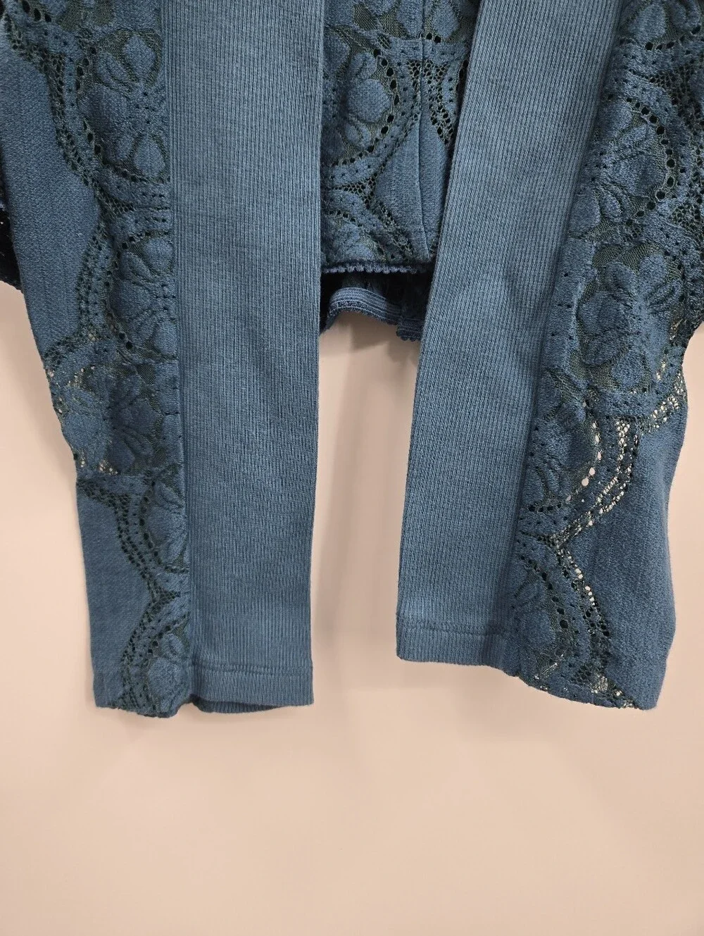 Free People Jae Top Teal Lace Long Sleeve